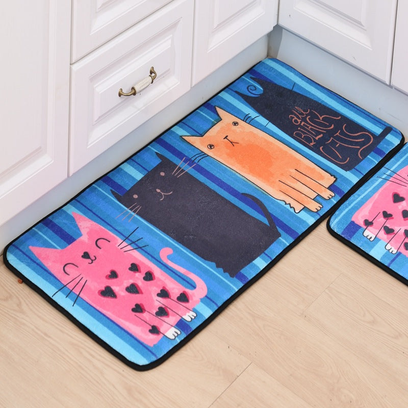 Cute Smile Cats Patterned Entryway Doormat Runners Rugs Kitchen Bathroom Anti-skip Mats