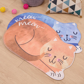 Brown/Blue Sleeping Cat Shape Patterned Entryway Doormat Runners Rugs Kitchen Bathroom Anti-skip Mats