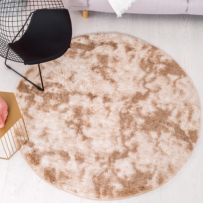 Beige Round Super Soft Plain Shaggy Rugs Living Room Bedroom Kids Room Bedside Floor Rugs