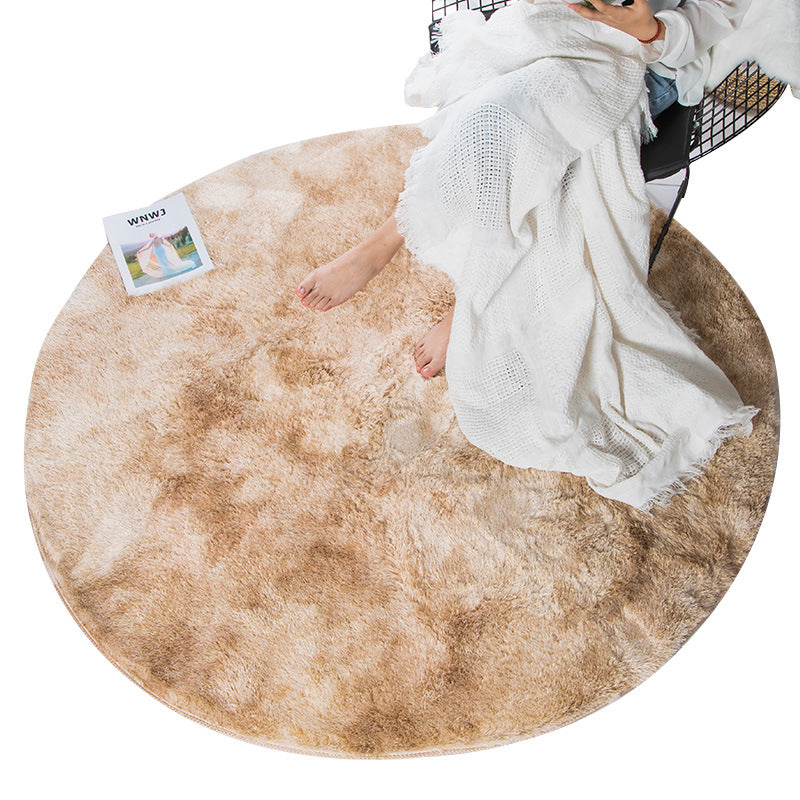 Beige Round Super Soft Plain Shaggy Rugs Living Room Bedroom Kids Room Bedside Floor Rugs