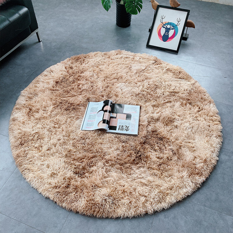 Beige Round Super Soft Plain Shaggy Rugs Living Room Bedroom Kids Room Bedside Floor Rugs