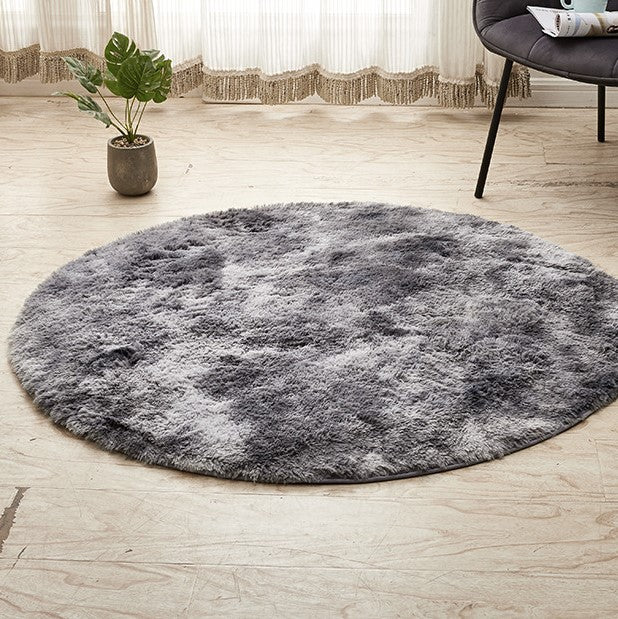 Dark Grey Round Super Soft Plain Shaggy Rugs Living Room Bedroom Kids Room Bedside Floor Rugs