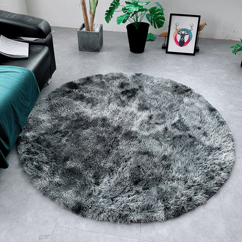 Dark Grey Round Super Soft Plain Shaggy Rugs Living Room Bedroom Kids Room Bedside Floor Rugs