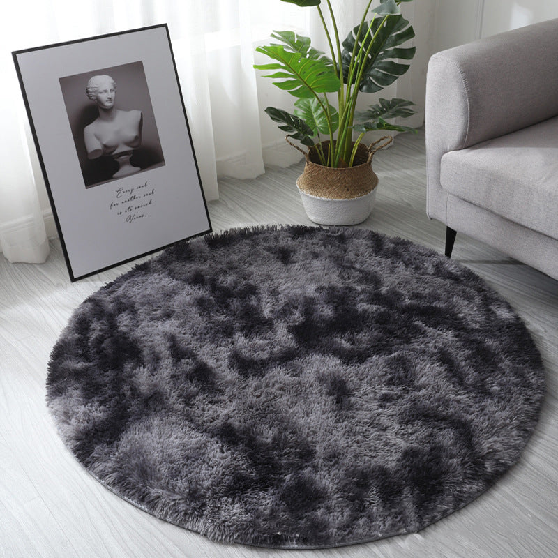 Dark Grey Round Super Soft Plain Shaggy Rugs Living Room Bedroom Kids Room Bedside Floor Rugs