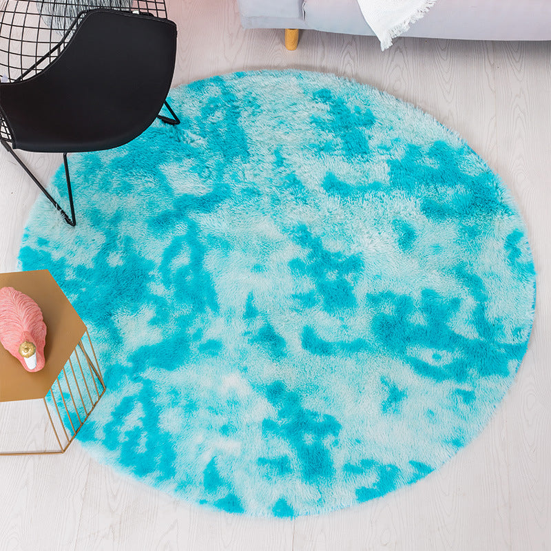 Light Blue Round Super Soft Plain Shaggy Rugs Living Room Bedroom Kids Room Bedside Floor Rugs