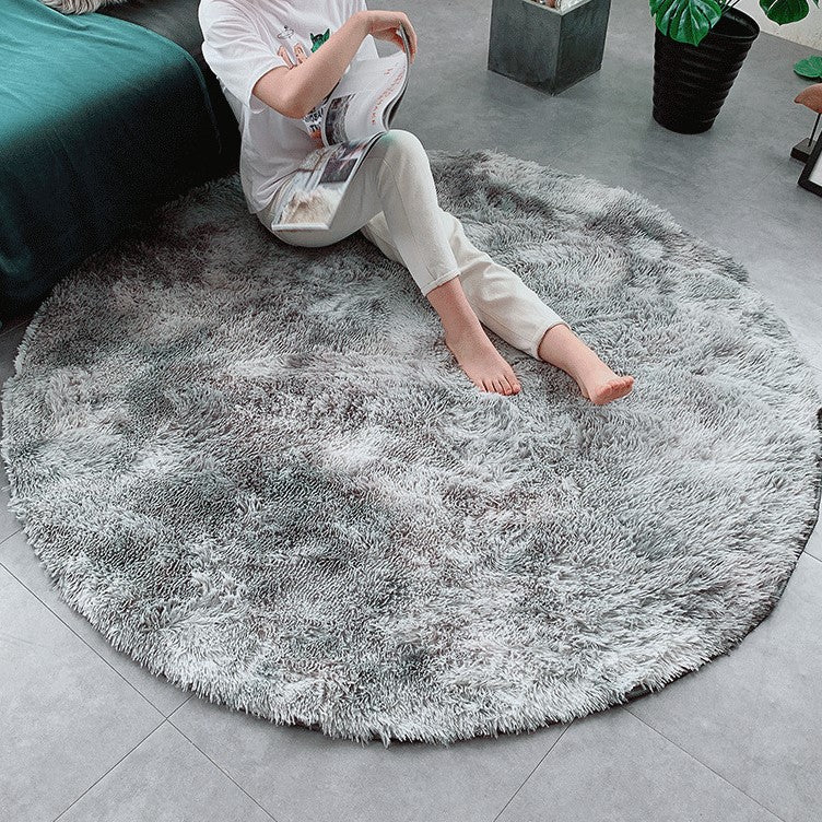 Light Grey Round Super Soft Plain Shaggy Rugs Living Room Bedroom Kids Room Bedside Floor Rugs