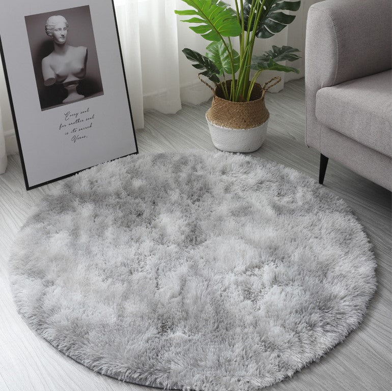 Light Grey Round Super Soft Plain Shaggy Rugs Living Room Bedroom Kids Room Bedside Floor Rugs