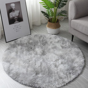 Light Grey Round Super Soft Plain Shaggy Rugs Living Room Bedroom Kids Room Bedside Floor Rugs
