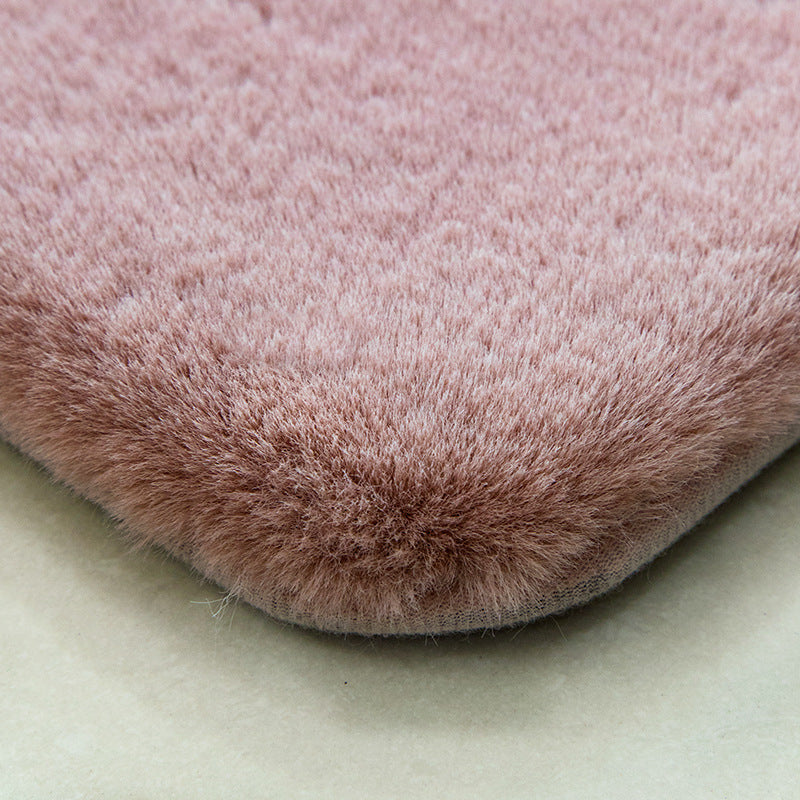 Quality Pink Colour Super Soft Plain Bedroom Living Room Bedside Shaggy Plush Faux Rabbit Fur Rugs Anti-skip Floor Mats