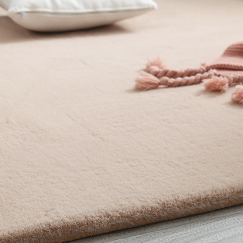 Quality Camel Colour Super Soft Plain Bedroom Living Room Bedside Shaggy Plush Faux Rabbit Fur Rugs Anti-skip Floor Mats
