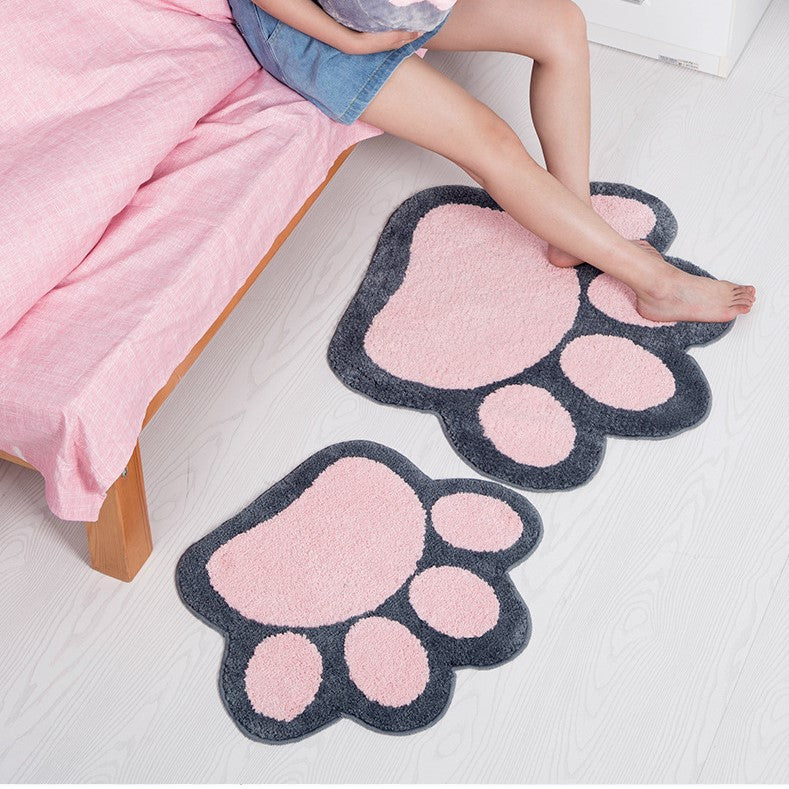 Cute Cartoon Cat Claw Girl's Bedroom Kids Room Bedside Floor Mat Bathroom Entryway Anti-skip Doormat Rugs