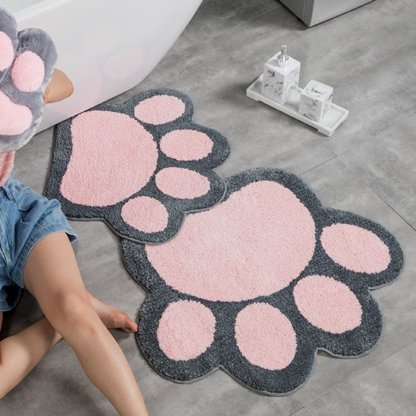 Cute Cartoon Cat Claw Girl's Bedroom Kids Room Bedside Floor Mat Bathroom Entryway Anti-skip Doormat Rugs