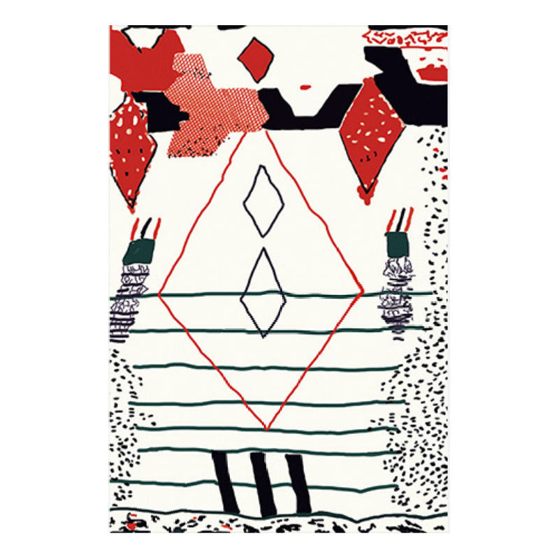 Customizable White Red Modern Geometric Patterned Anti-slip Sofa Rug Table Rug Living Room Bedroom Area Rugs