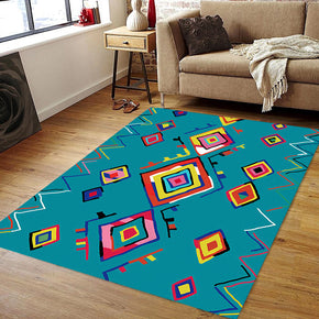 Customizable Blue Modern Geometric Patterned Anti-slip Sofa Rug Table Rug Living Room Bedroom Area Rugs