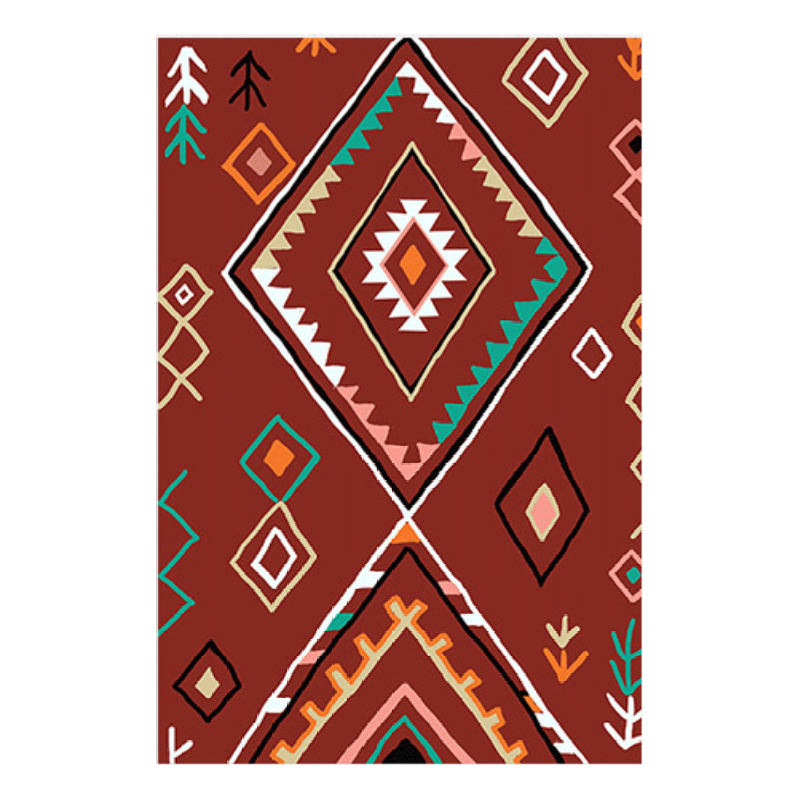 Customizable Red Modern Geometric Patterned Anti-slip Sofa Rug Table Rug Living Room Bedroom Area Rugs