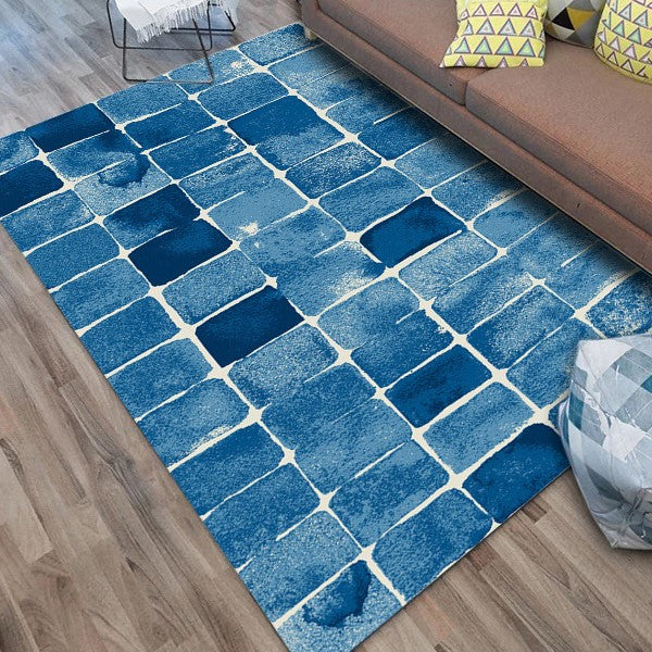 Customizable Modern Blue Patterned Anti-slip Sofa Rug Table Rug Living Room Bedroom Area Rugsa