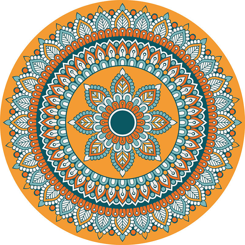 Yellow 3D Round Modern Moroccan Patterned Living Room Bedroom Office Anti-slip Area Rugs