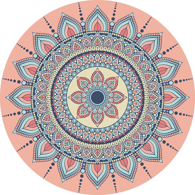 Pink 3D Flower Round Modern Moroccan Patterned Living Room Bedroom Office Anti-slip Area Rugs