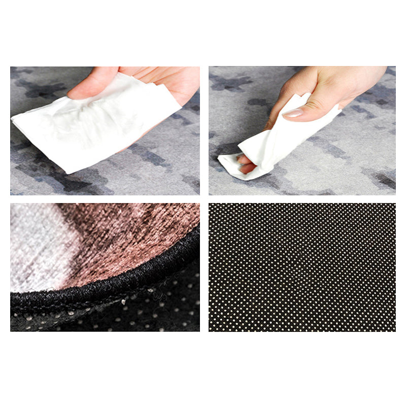 Round 3D Modern Moroccan Floral Flower Patterned Living Room Bedroom Office Anti-slip Area Rugs