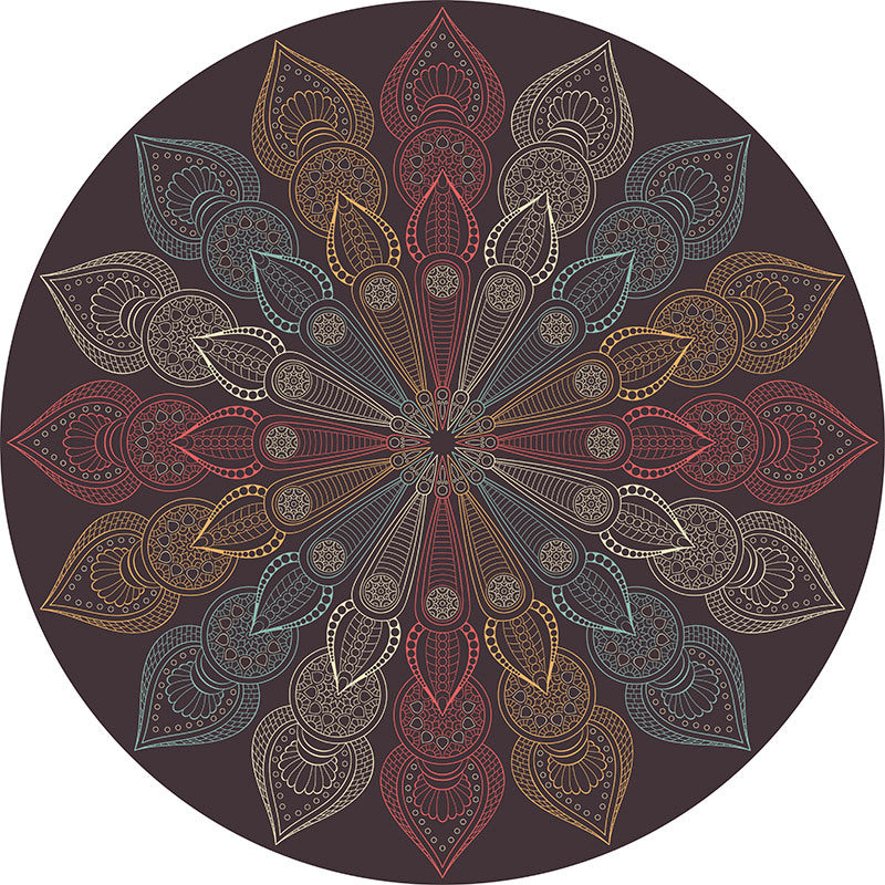 Round 3D Modern Moroccan Floral Flower Patterned Living Room Bedroom Office Anti-slip Area Rugs