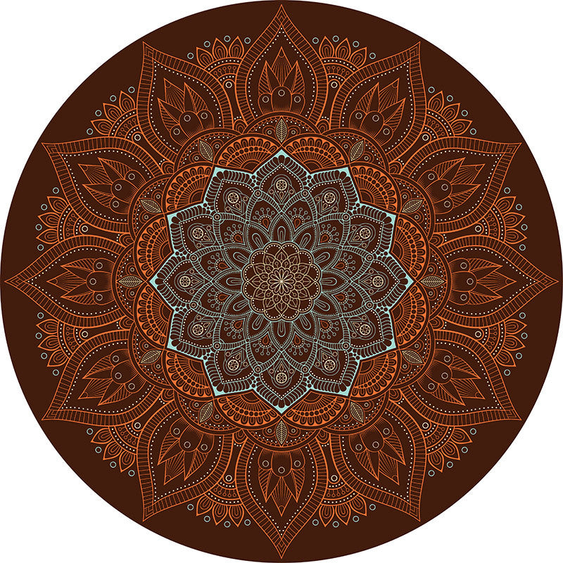 Orange Round Moroccan 3D Flower Patterned Living Room Bedroom Office Anti-slip Area Rugs