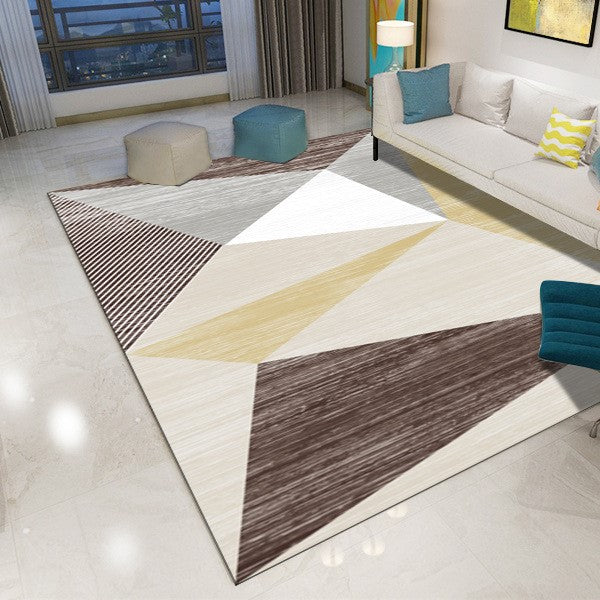 Brown Modern Geometric Printed Patterned Carpet Living Room Bedroom Office Hall Floor Mat Rugs