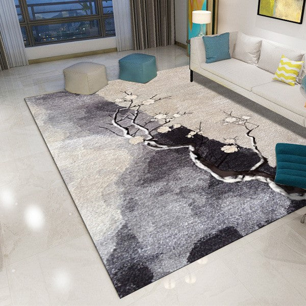 Black Modern Printed Tree Patterned Carpet Living Room Bedroom Office Hall Floor Mat Rugs
