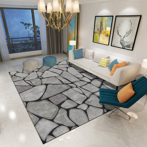 Black Modern Printed Patterned Carpet Living Room Bedroom Office Hall Floor Mat Rugs