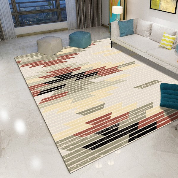 Modern Geometric Printed Striped Patterned Carpet Living Room Bedroom Office Hall Floor Mat Rugs