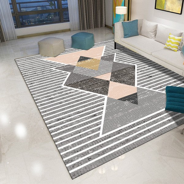 Printed Modern Geometric Striped Patterned Carpet Living Room Bedroom Office Hall Floor Mat Rugs