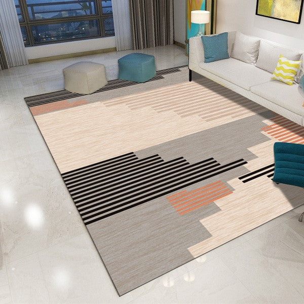 Printed Modern Fashion Striped Patterned Carpet Living Room Bedroom Office Hall Floor Mat Rugs