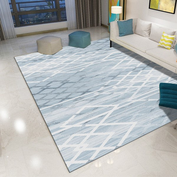Modern Light Blue Printed Geometric Striped Carpet Living Room Bedroom Office Hall Floor Mat Rugs