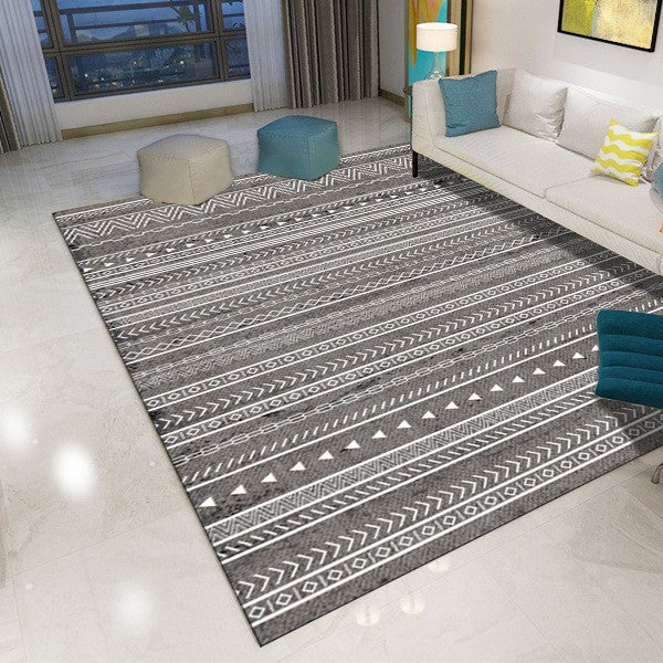 Modern Fahsion Grey Moroccan Patterned Striped Carpet Living Room Bedroom Office Hall Floor Mat Rugs