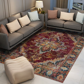 Red Traditional Vintage Floral Patterned Living Room Hall Office Bedroom Floor Rugs Size Customizable