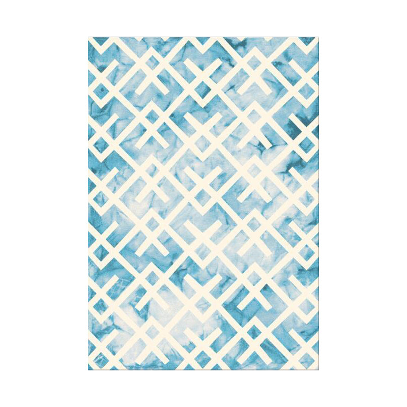 Blue Modern Printed Geometric Pattern Carpet Living Room Bedroom Office Hall Floor Mat Rugs