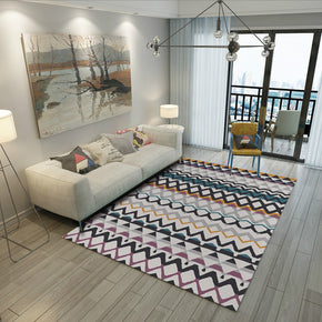 Coulourful Modern Printed Geometric Striped Patterned Carpet Living Room Bedroom Office Hall Floor Mat Rugs