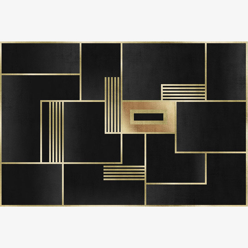 Black Modern Contemporary Simple Geometric Rugs for Living Room Dining Room Bedroom