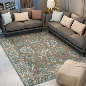 Blue Floral Vintage Traditional Shaggy Rugs for Living Room Dining Room Bedroom Hall