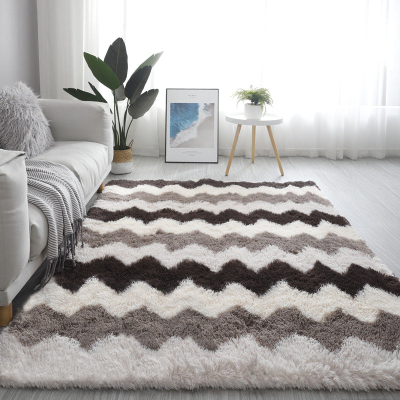 Modern Striped Carpet Bedroom Living Room Sofa Rugs Soft Plush Shaggy Rugs