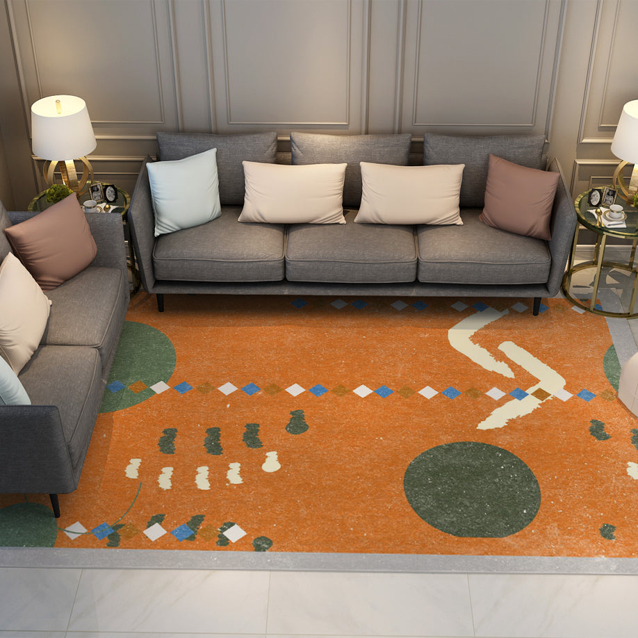 Orange Modern Simple Geometric Rugs Carpet Floormat