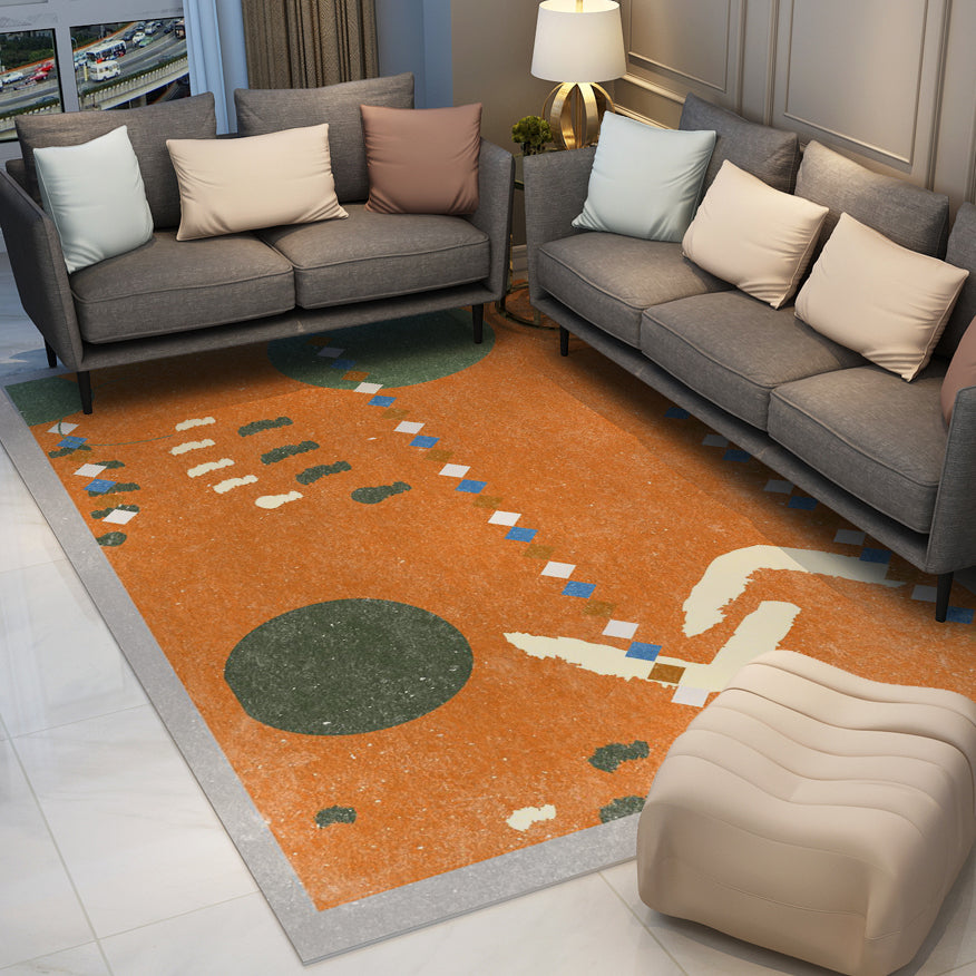 Orange Modern Simple Geometric Rugs Carpet Floormat