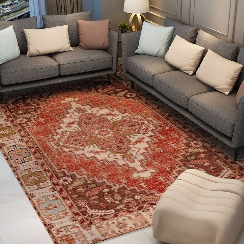 Red Traditional Shaggy Living Room Carpet for the Bedroom Hall