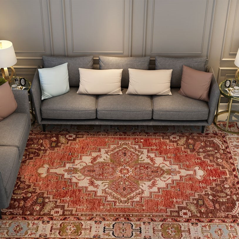 Red Traditional Shaggy Living Room Carpet for the Bedroom Hall