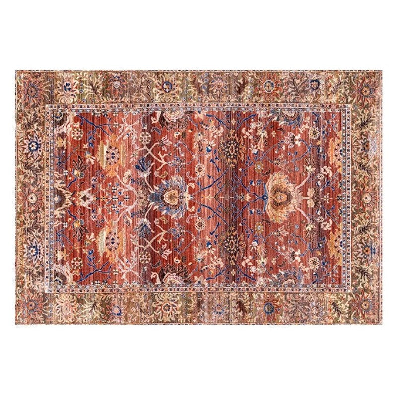 Red Retro Shaggy Traditional Living Room Rugs for Hall Office