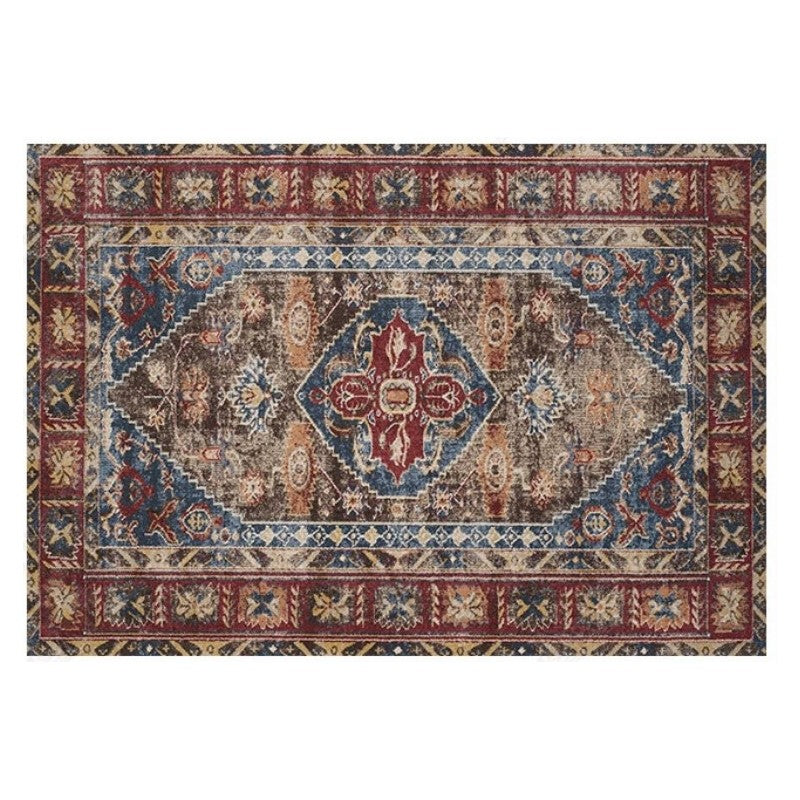 Red Floral Retro Traditional Shaggy Rugs for the Living Room and Bedroom