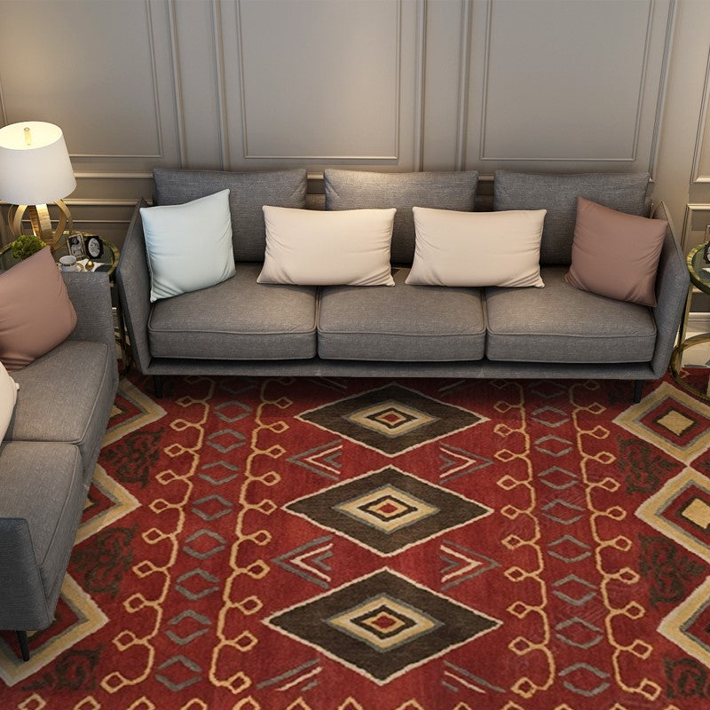 Red Retro Plush Traditional Carpet for the Hall Bedroom Living Room