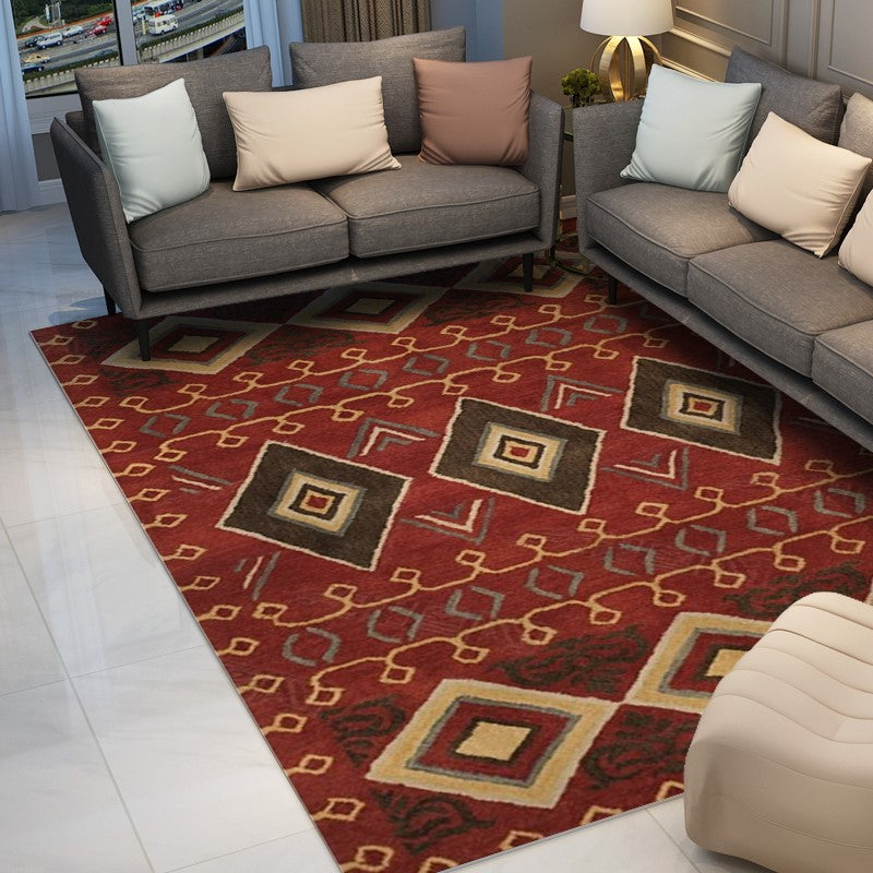 Red Retro Plush Traditional Carpet for the Hall Bedroom Living Room