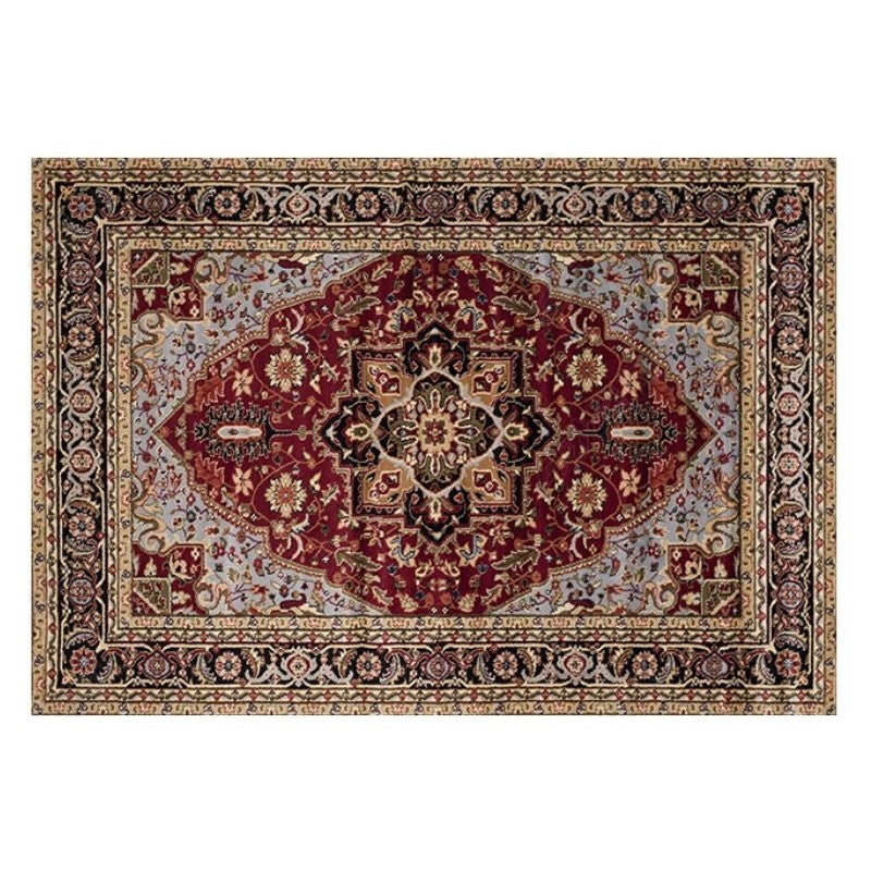 Retro Red Shaggy Patterned Traditional Rugs for the Hall and Living Room