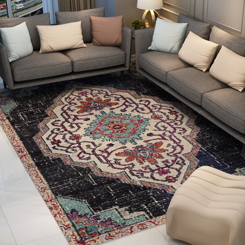 Patterned Traditional Black Rugs for the Living Room and Bedroom