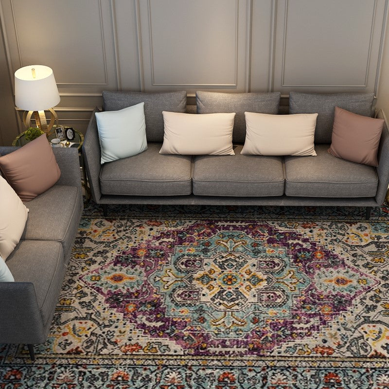 Green Red Traditional Shaggy Retro Rugs for the Living Room Bedroom